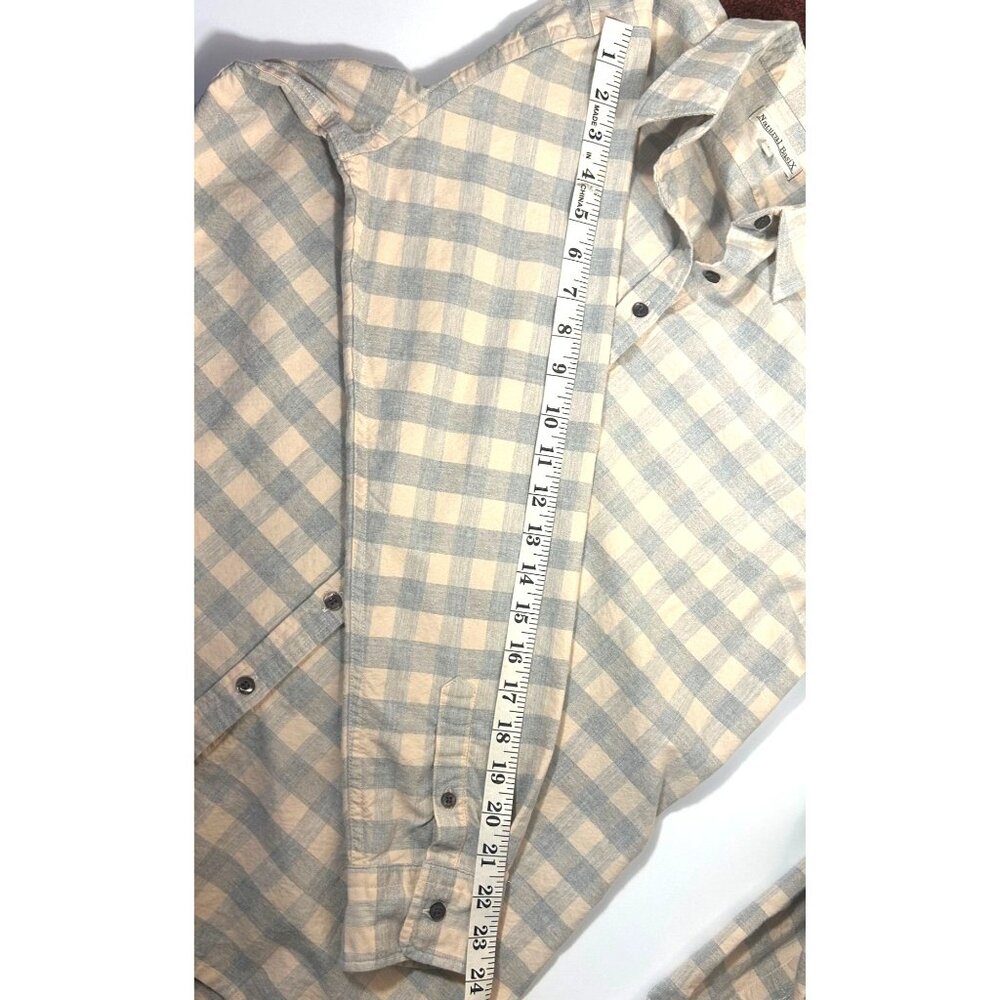Natural Basix Men's Large Cotton Button-Up Plaid Long Sleeve Shirt - Picture 9 of 9